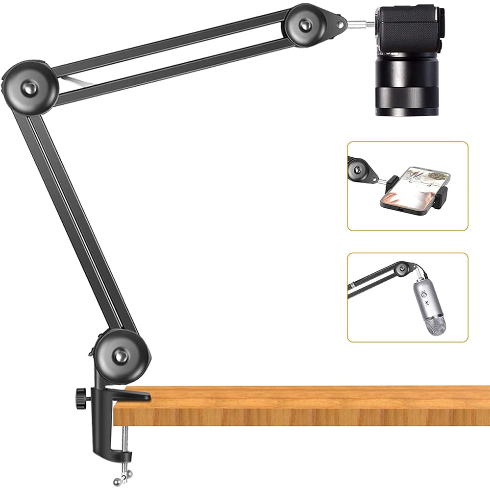 VIJIM Overhead Camera Mount Stand for Desk, Phone Video Stand, Creating Top-Down Video/Photo, Heavy Duty Mic Boom Arm Microphone Stand and Cable - Walmart.com