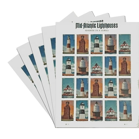 Mid Atlantic Lighthouses forever postage stamp-5 sheets (100 stamps)