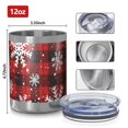 thumbnail image 3 of 12oz Tumblers Red and Black Christmas Snowflake Pattern Vacuum Insulated Stainless Steel Travel Tumbler Cups Mug with Lid and Straw for Beer,Coffee,Beverages with Cleaning Brush for Cold & Hot Drinks, 3 of 5