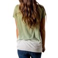 thumbnail image 4 of Women Knotted Hem Tie Dyed Short Sleeve Round Neck Gradient Color Tee Top, 4 of 6