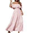 thumbnail image 1 of Birdeem Womens Sexy off Shoulder Solid High Slit Waist Ruched Bodycon Evening Party Short Sleeve Dresses, 1 of 12