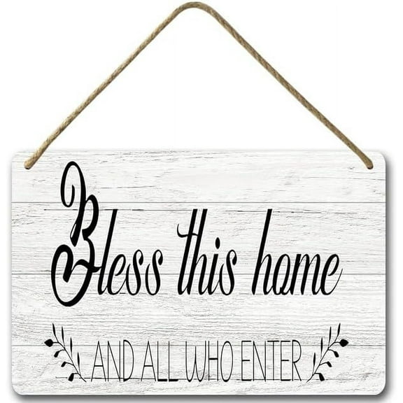 Zomyto 8x12IN Rustic Wall Art God Bless This Home and All Who Enter Door Sign,Family Decor Wall Art Farmhouse Entryway Sign , Wood Rustic Sign for Bedroom Homeowner Gift