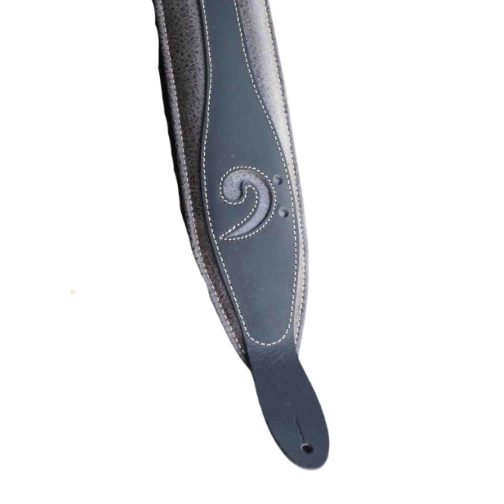 LM Products 3" Leather Bass Clef Padded Guitar Strap - Distressed Black