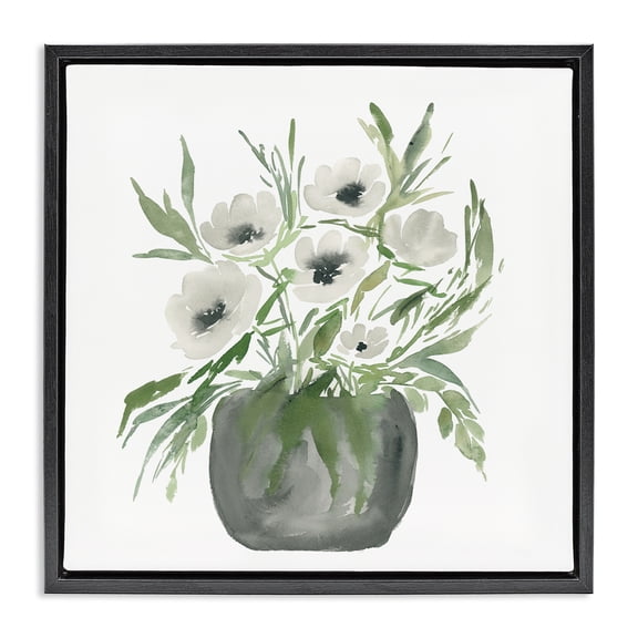 Stupell Industries Soft White Anemones Black Framed Floater Canvas Wall Art, design by Lucille Price