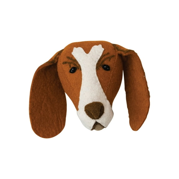 Creative Co-Op Handmade Wool Felt Dog Head Wall Hanging, Brown and Cream