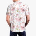 thumbnail image 3 of Balery Swan And Flowers Printed Men’s Short Sleeve Polo Shirt, Midweight Men's Shirt,Golf Polo shirts -XX-Large, 3 of 8