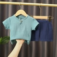thumbnail image 3 of Toddler Boys' Short Sets 3T Boys Summer Clothes Kids Summer Funny Letter Outfits Shirt Short Sets Toddler Boy Clothes Gibobby(3-4 Years,Blue), 3 of 3