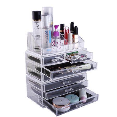 Zimtown 7 Drawers Acrylic Tower Organizer Cosmetic Makeup Jewelry