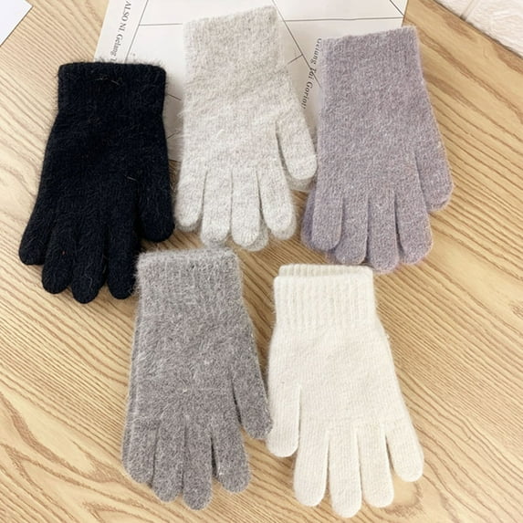 Happy date 2 Pairs Men Women's Winter Touchscreen Solid Color Gloves Warm Fleece Lined Plush Gloves Elastic Cuff Winter Gloves
