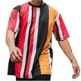 thumbnail image 2 of ALLLIST Short Sleeve Going Out Tops for Men Crew Neck Red Striped T-Shirts Loose Casual Men's Polo Shirts, 2 of 5
