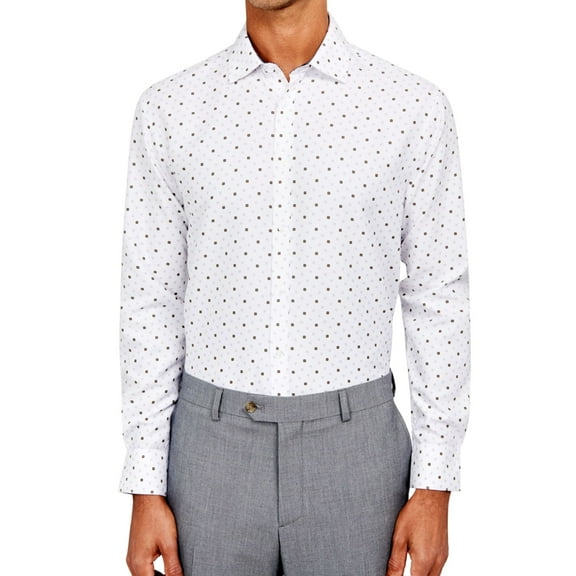 CALABRUM Mens Geometric Button Down Dress Shirt, Multicoloured, 14-14.5