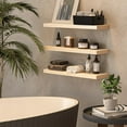 thumbnail image 4 of Natural Wood Floating Shelves Set of 3, Wide and Thick Rustic Wooded Wall Shelf 24 inch, Floating Shelf Wall Mounted for Living Room Bedroom Bathroom Kitchen - DIY Unfinished - 24D x 6.7W inch, 4 of 8