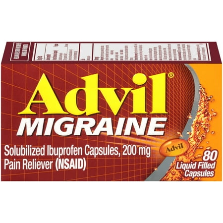 Advil Migraine (80 Count) Pain Reliever Liquid Filled Capsules, 200mg Ibuprofen, 20mg Potassiuim, Migraine