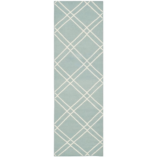 SAFAVIEH Dhurries Skyler Geometric Area Rug, Navy/Ivory, 9' x 12'