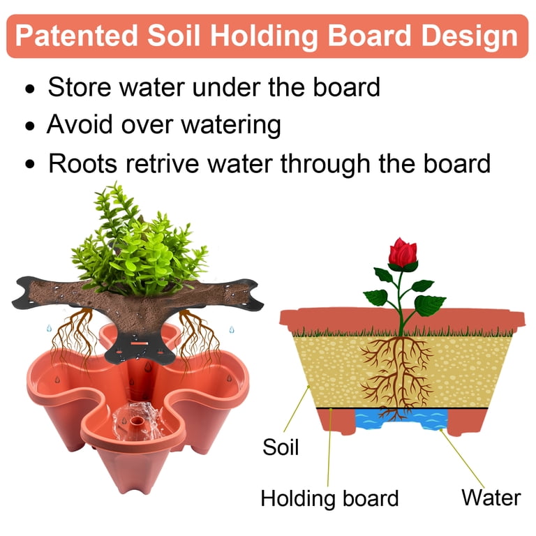 Gamexcel 4-Tier Stackable Planter, Red, 2-Pack photo 4