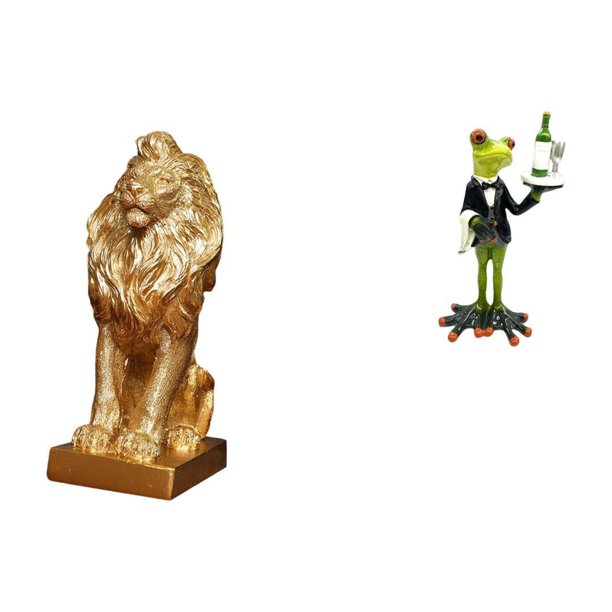 Figura de león,Estante con estatua de león para escritorio,oficina,decoración del hogar,Figura decorativa de león coleccionable de escritorio,Figura de escritorio,Estatua de rana