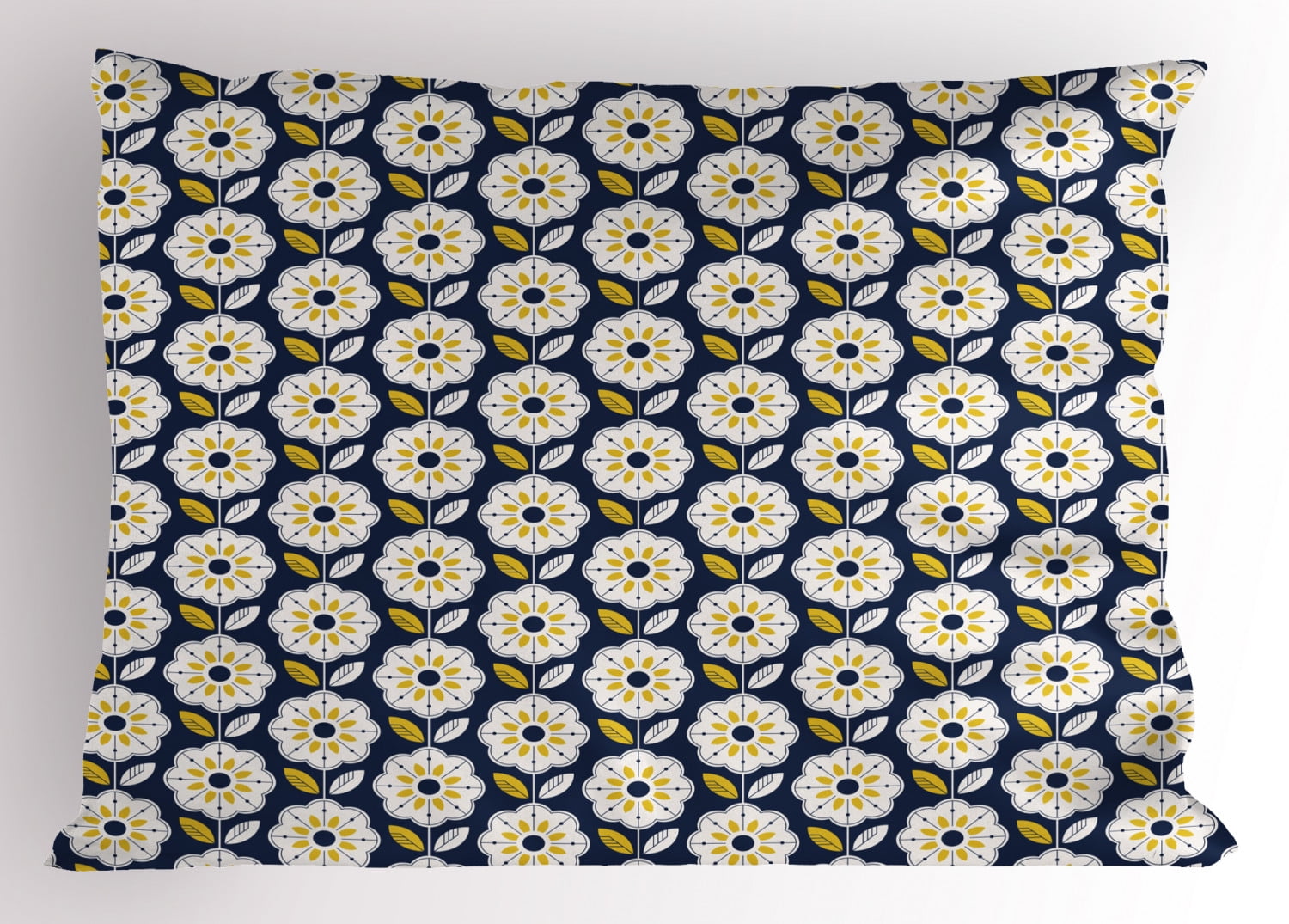 Floral Pillow Sham Scandinavian Style EightPetal Flower Vertical