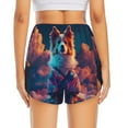 thumbnail image 4 of Uemuo Starry Sky White Cloud Puppy Pattern Women's Athletic Shorts High Waisted Running Shorts with Liner Pockets Gym Elastic Workout Shorts-Large, 4 of 9