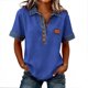 thumbnail image 1 of Pantalones Cortos de Denim de las Mujeres Color Bloque Manga Corta Sudadera de Cuello de Tortuga para las Mujeres, Sudadera de Botón Casual con Costura de Denim, 1 of 7