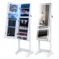 thumbnail image 2 of Costway LED Mirror Jewelry Cabinet Organizer Armoire Standing with Built-in 3 Color Light, 2 of 10