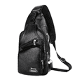 thumbnail image 1 of Pechera Mochila  Bloosom Cruzada Con Usb Moda Tipo Piel Negro, 1 of 3