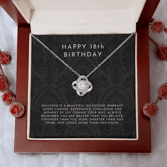 18th Birthday Gift, 18th Birthday Gift Ideas Love Knot Necklace Luxury Box