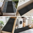thumbnail image 6 of Black 2x6 Kitchen Runner Rug, Farmhouse Burlap Solid Black Color Modern Linen Texture Non-Skid Rubber Backing Large Rectangle Rugs - Living Room Bedroom Home Office, Indoor Floor Carpets Washable Rug, 6 of 9