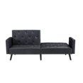 thumbnail image 4 of Black Convertible Futon Sofa, Modern Reclining Black Sleeper Sofa, Split Back with Armrest Faux Leather Futon Sofa Bed, 4 of 7