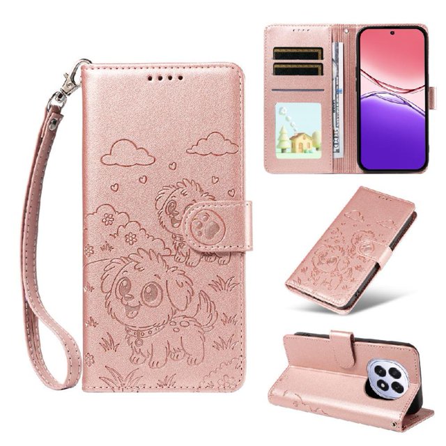 Funda Cartera GANGXUN con Diseño de Perrito en Relieve para OPPO F29 5G , Protección 360° con Ranuras y Correa Desmontable