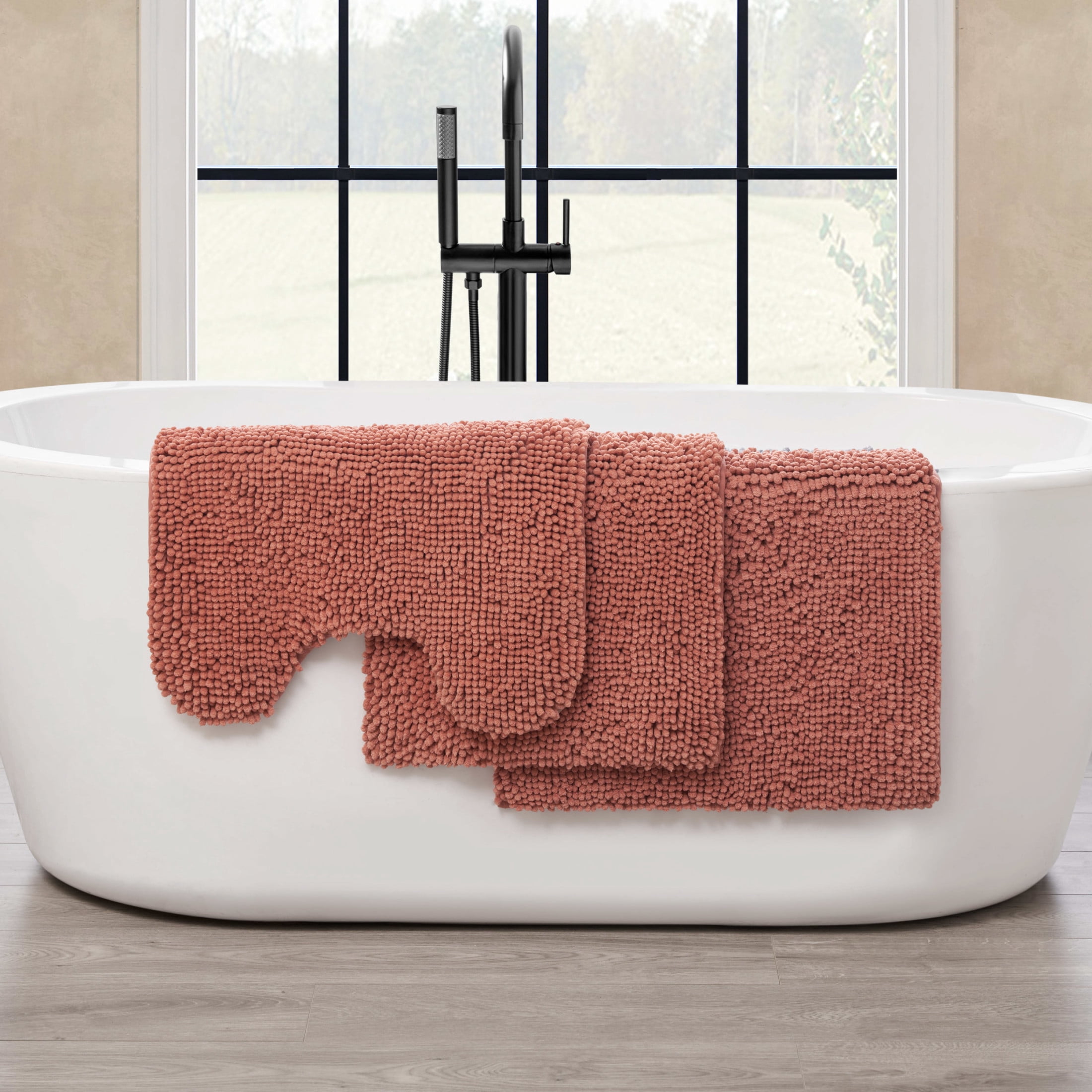 Resort Collection Chenille Plush Loop Bath Mats, 3-Piece Set