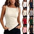 thumbnail image 7 of Purcolt Womens Ruched Tank Tops Dressy Casual Square Neck Sleeveless Tunic Blouses Stretchy Comfort Asymmetrical Hem Slim Fit Cropped Shirts Going Out Tops, 7 of 7