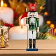 thumbnail image 4 of TISHITA Unique 39cm Christmas Nutcracker Figurine Wooden Doll Handmade Soldier Puppet Green, 4 of 8