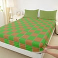 thumbnail image 3 of jejeloiu Green Brown Buffalo Bed Sheets,Modern Abstract Geometric King Sheets,Classic Checkered Sheet Set For Boys Kids,Luxury Bedroom Decor,4pcs, 3 of 7