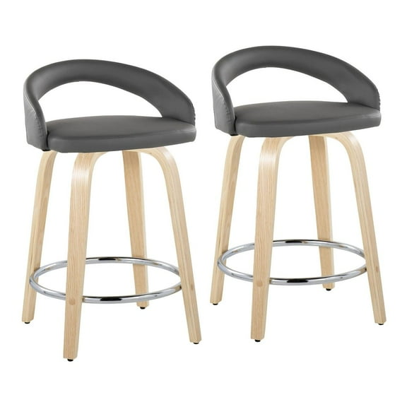 LumiSource Grotto Upholstered 24" Fixed-Height Counter Stool - Set of 2