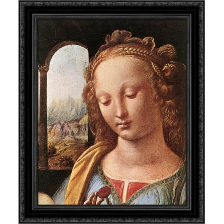 The Madonna of the Carnation [detail: 1] 20x23 Black Ornate Wood Framed Canvas Art by Da Vinci, Leonardo