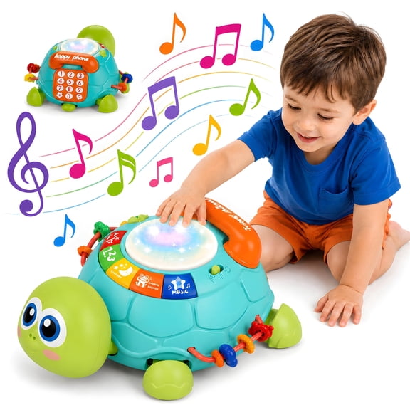 JUGAAD LIFE Baby Toy for 6 12 Months, Turtle Baby Crawling Toys Musical Moving Toys for 18 24 Months Old Boys & Girls, Tummy Time Early Learning Educational Toy for 1 Year Old Gift