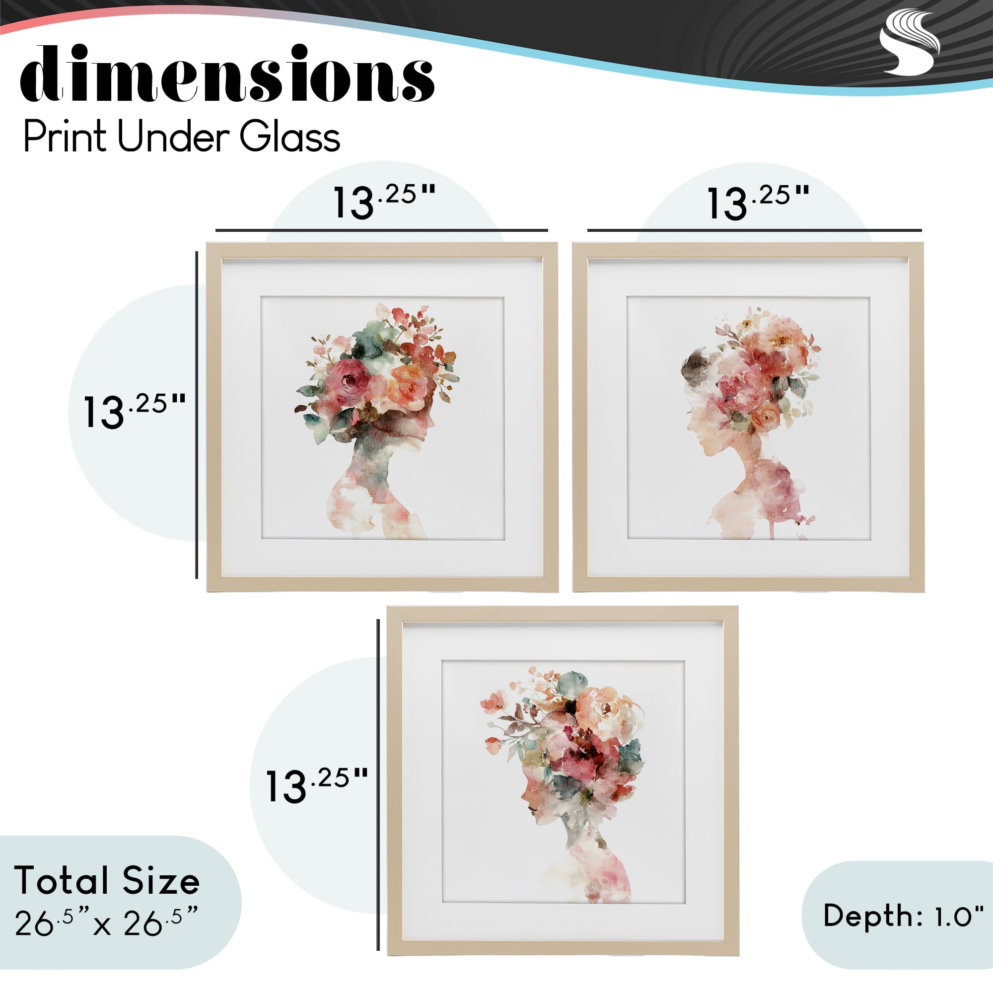 Stupell Industries Floral Dreamscape Portraits 3 Piece Birch Framed Print Under Glass Set, design by Svetlana Aleynikova