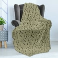 thumbnail image 4 of Vine Soft Flannel Fleece Blanket, Rustic Vineyard Illustration with Monochrome Bunch of Grapes on Tender Vine Stems, Cozy Plush for Indoor and Outdoor Use, 50" x 60", Khaki and Black, by Ambesonne, 4 of 5