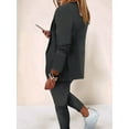 thumbnail image 4 of Two Piece Sets for Women Dressy Suits Long Sleeve Blazer Sets Tapered Suits Business Professional Outfits Dark Gray M, 4 of 6