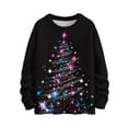 thumbnail image 2 of Cárdigan informal de cuello redondo para mujer, estampado navideño, manga larga, jersey de punto de poliéster para mujer, 2 of 7