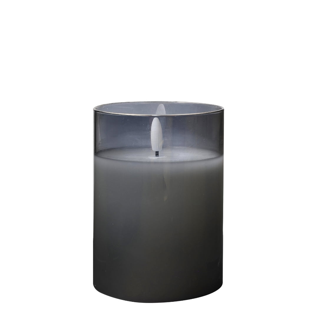 LumiPur Premium Design Series Glass Flameless LED Candle 3.5" x 5", Silver