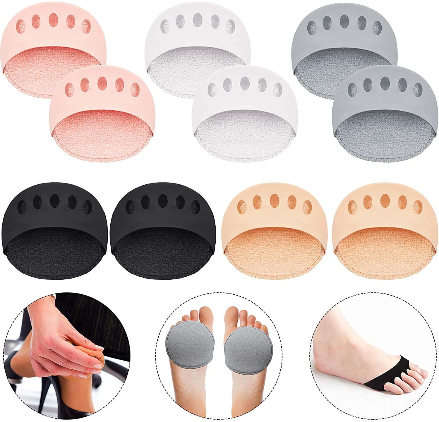 5 Pairs Forefoot Pads Breathable Foot Cushions High Heels Sneakers