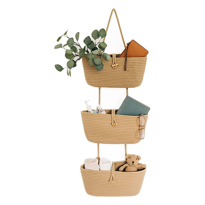 Rope over the Door Basket 3Tier Wall Hanging Basket for Storage over