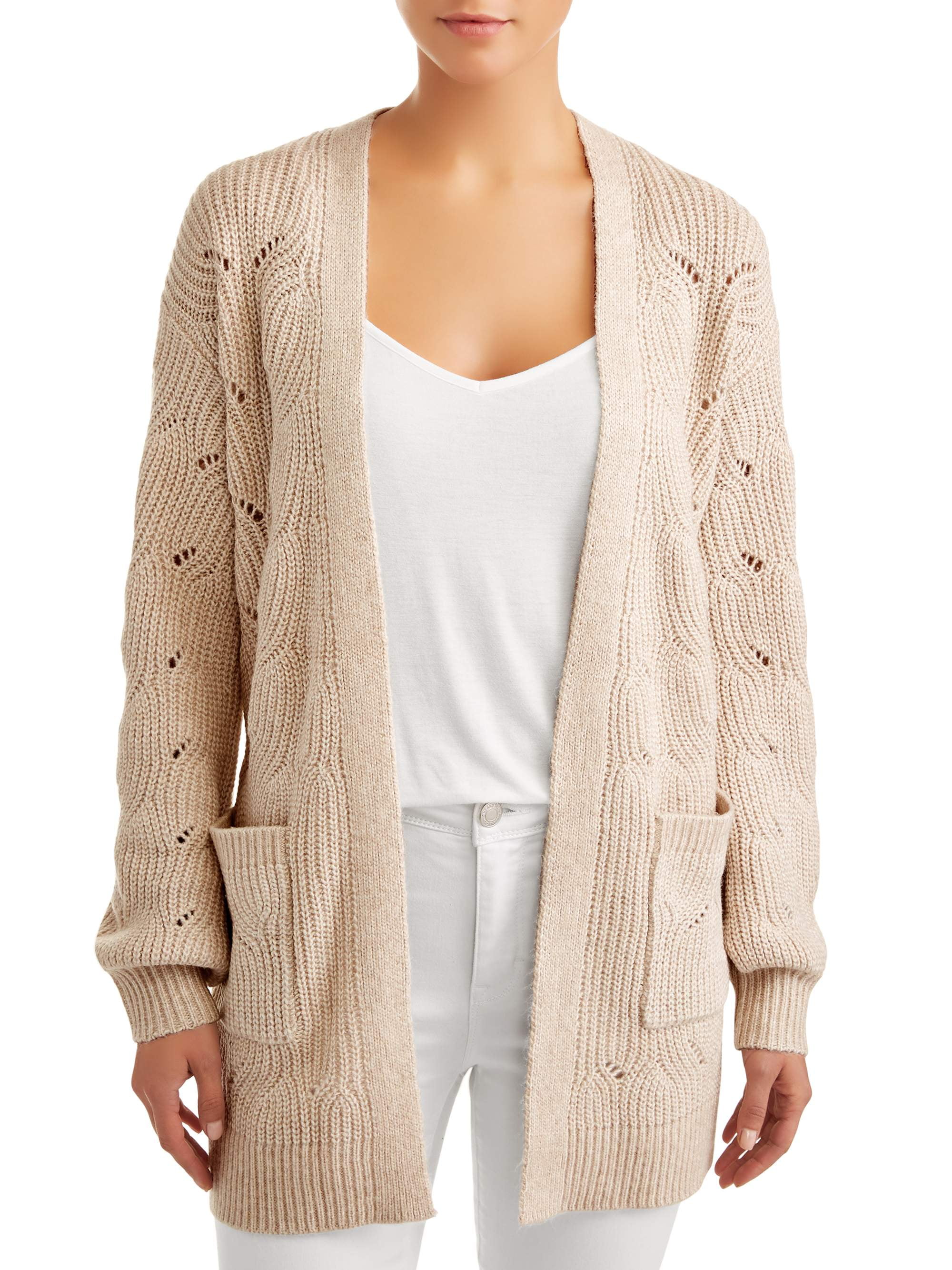 pointelle open cardigan