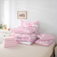 thumbnail image 6 of Homewish Cartoon Bow Knot 7-Piece Twin Bedding Sets,Retro Damask Print Bedding Comforter Set,Pink White Sheet Sets For Kids,Breathable Home Decor Reversible, 6 of 8