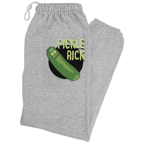 Rick and Morty Pickle Rick Unisex Jogger Sweatpants for Men and Women, Athletic Heather, Large