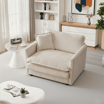 GNIXUU 41.4”W Oversized Chenille Sofa Chair, Modern Deep Seat Single Couch Armchair, Comfy Chaise Lounge with Pillow for Living Room Bedroom Apartment,Office ,Camel