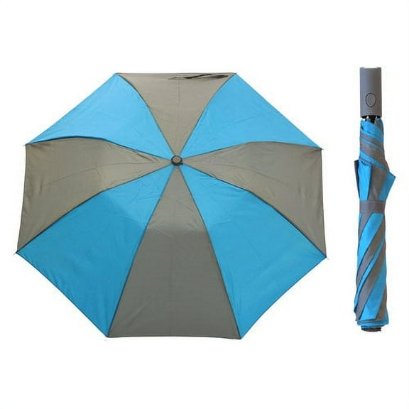 Misty Harbor Automatic Open Folding Rain Umbrella, Grey Blue