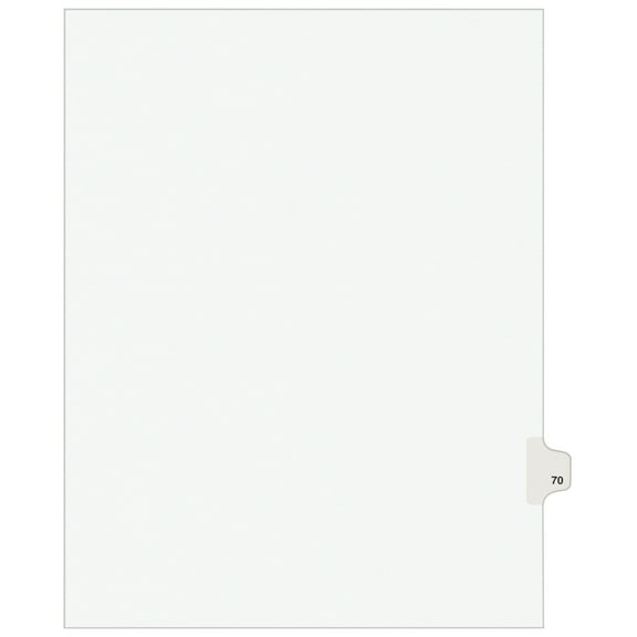 Preprinted Legal Exhibit Side Tab Index Dividers, Avery Style, 10-Tab, 70, 11 X 8.5, White, 25/pack, (1070) | Bundle of 5 Packs