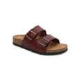 thumbnail image 2 of Women Soft Cork Cushioned Footbed PU Leather Double Strap Slider Sandal (Premium PU Brown/ 10), 2 of 4